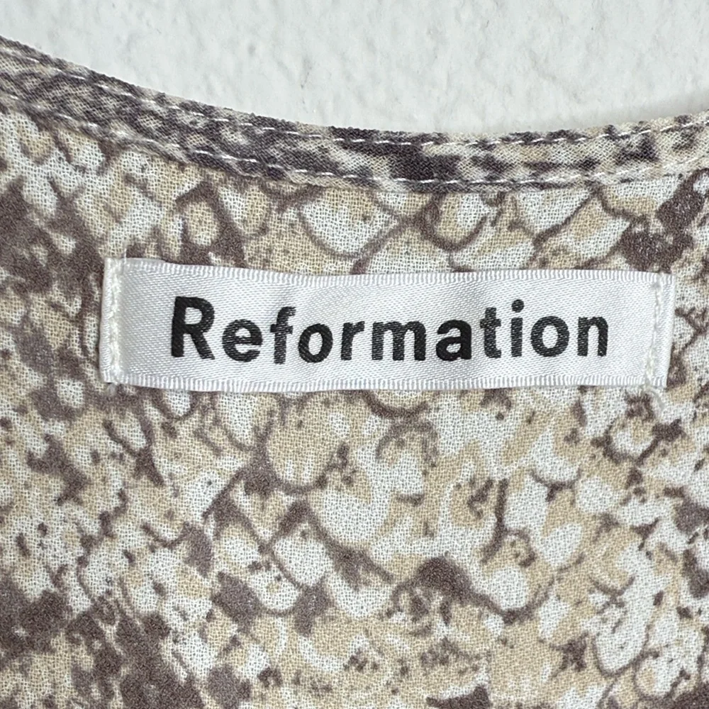 Reformation Monica Wrap Mini Dress Python Snake Print Size Medium PTP-18” - Picture 4 of 16